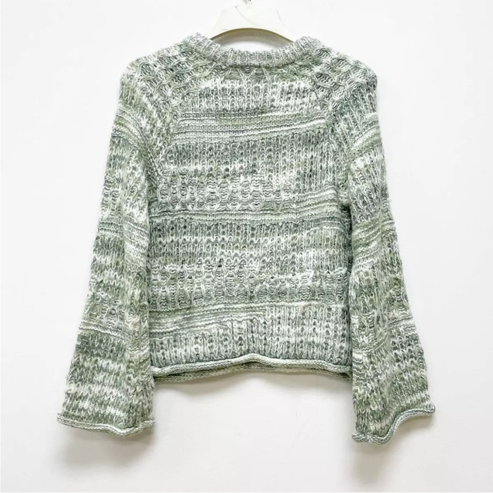 Universal Thread Women's XS Green&White Chunky Knit Soft Rolled Hem Boxy Sweater - Picture 5 of 10